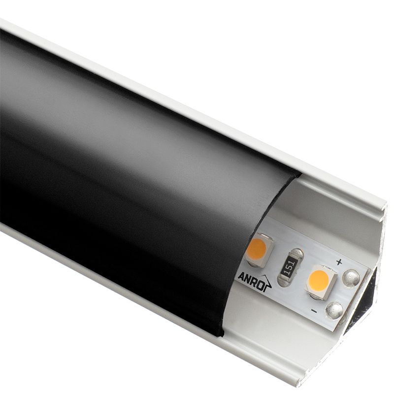 Led Profiles ALP-006 Fehér - Alumínium sarok profil LED szalaghoz, íves (Fekete búrával)