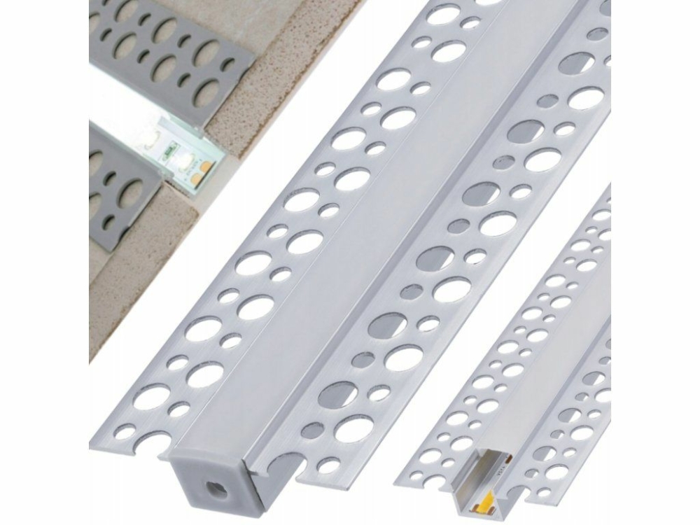 Image of ArtLED Alumínium gipszkarton profil szett, ezüst, opál búrával, 2 méter, 12 mm