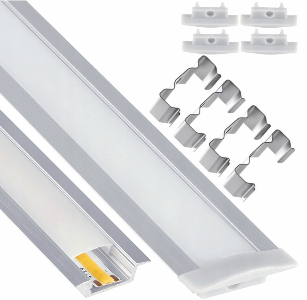 Image of ArtLED Alumínium süllyeszthető U profil szett, ezüst, opál búrával, 2 méter, 12.4 mm