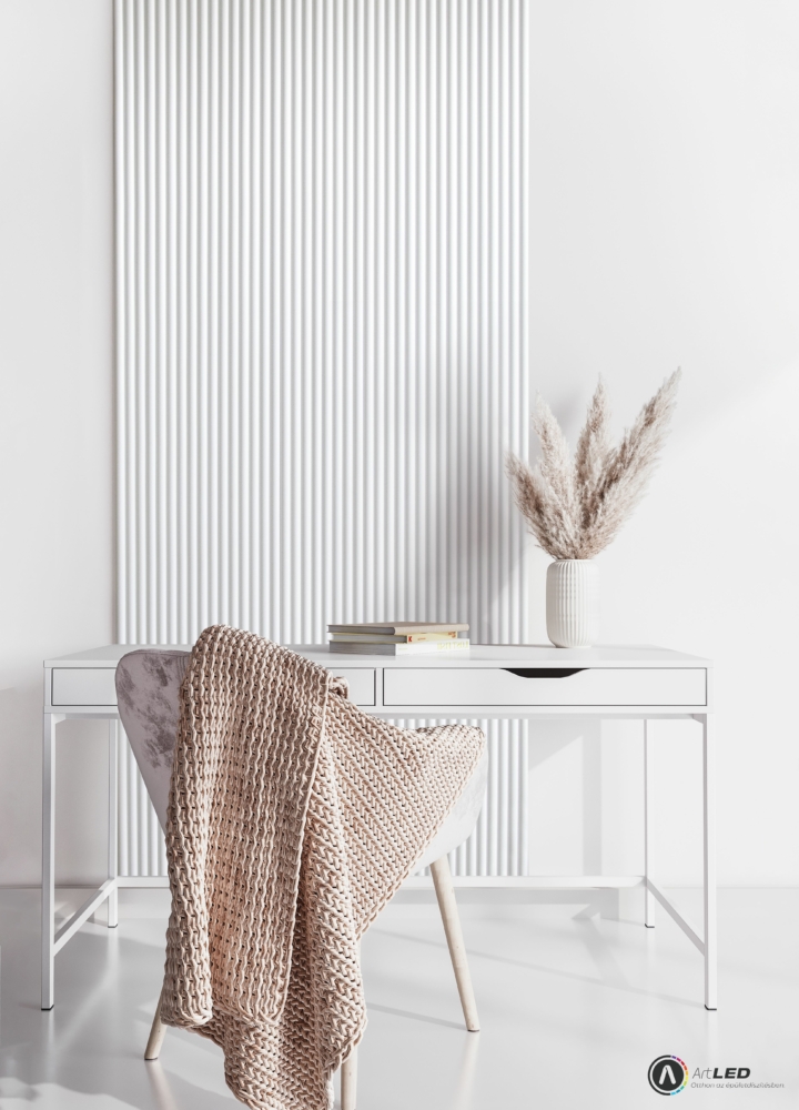 Image of Lamelio INFINITY LUNA lamella panel, fehér, festhető, 12.2 x 270 cm