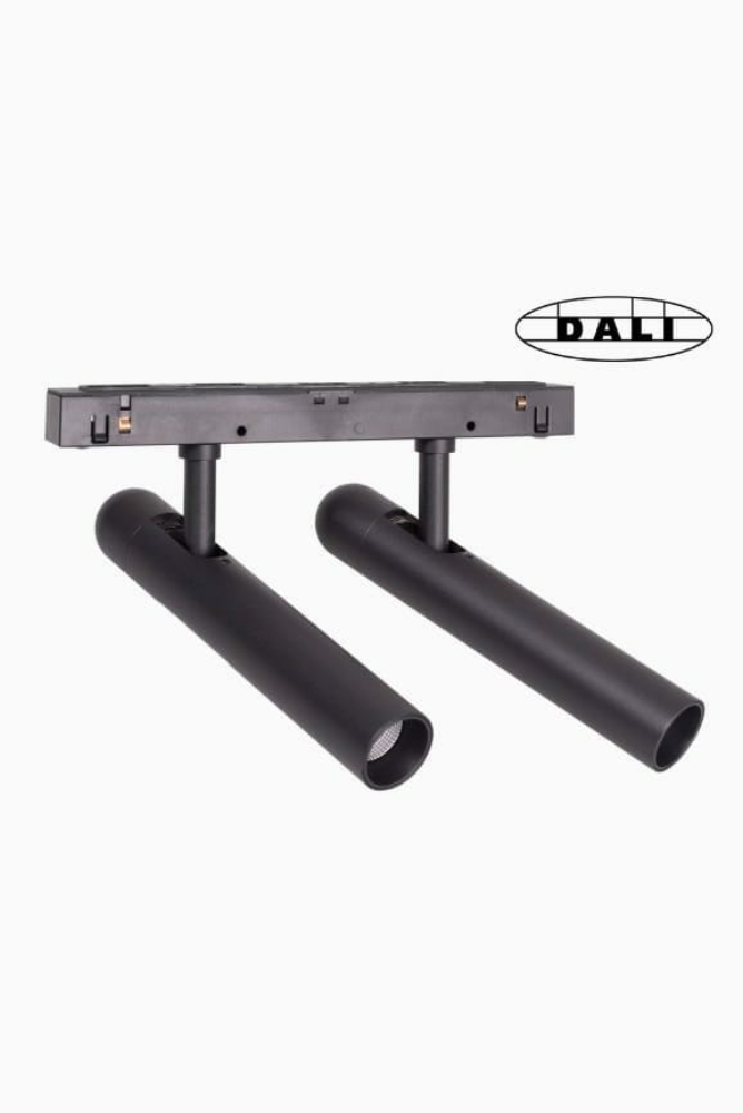 Image of MAXLIGHT Track Magnetic 48V-os sínrendszeres dupla spot lámpa, állítható, 2x5W, 3000K, 767 lm, Ø2.5 cm, fekete, DALI