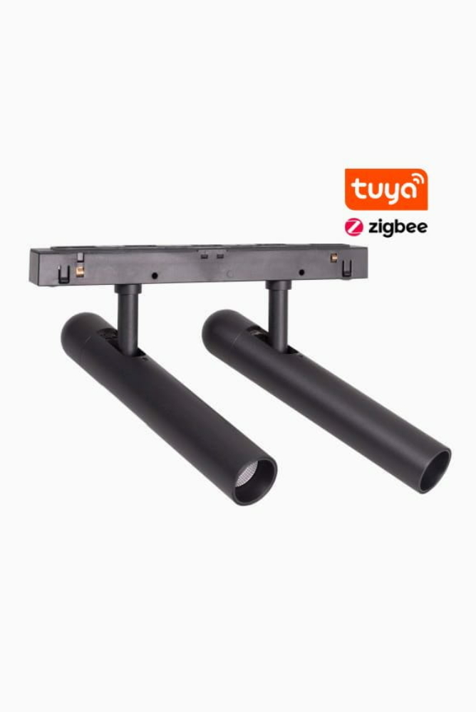 Image of MAXLIGHT Track Magnetic 48V-os sínrendszeres dupla spot lámpa, állítható, 2x5W, CCT, 767 lm, Ø2.5 cm, fekete, ZIGBEE