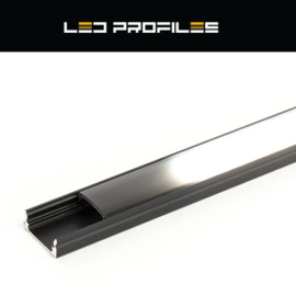 LED Profiles ALP-002 - Aluminium U profil fekete, LED szalaghoz, fekete burával