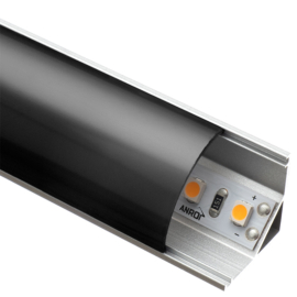Led Profiles ALP-006 Ezüst - Alumínium sarok profil LED szalaghoz, íves (Fekete búrával)