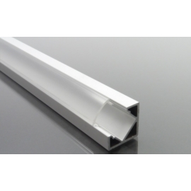 LED Profiles ALP-007 Aluminium sarok profil ezüst, LED szalaghoz, átlátszó burával