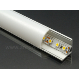 LED Profiles ALP-006 Aluminium sarok profil ezüst, LED szalaghoz, opál burával
