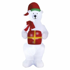 EMOS DCFC15 LED jegesmedve karácsonyi ajándékkal, felfújható, 240 cm, hideg fehér, IP44