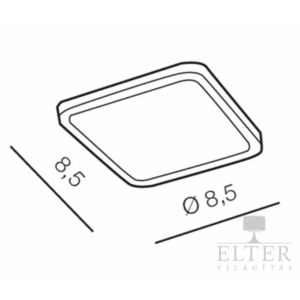 Kép 2/2 - AZzardo Slim Square LED beépíthető fürdőszobai lámpa fekete