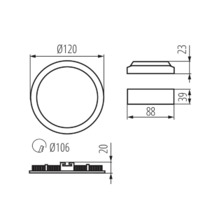 Kép 4/4 - Kanlux beépíthető LED panel ROUNDA 6W, 4000K, 300 lumen