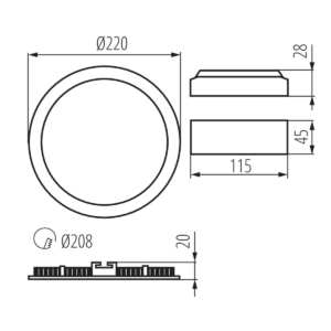 Kép 4/4 - Kanlux beépíthető LED panel ROUNDA 18W, 4000K, 1260 lumen