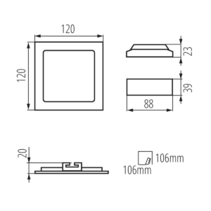 Kép 5/5 - Kanlux beépíthető LED panel KATRO 6W, 4000K, 330 lumen