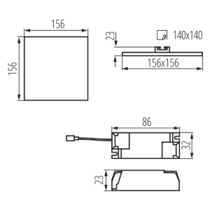 Kép 12/12 - Kanlux beépíthető LED panel AREL 14W, 4000K, 1300 lumen (K)