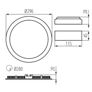 Kép 4/4 - Kanlux beépíthető LED panel ROUNDA 24W, 2700K, 1560 lumen