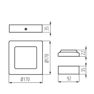 Kép 4/4 - Kanlux KANTI LED panel V2LED 12W, 4000K, fekete, 659 lumen