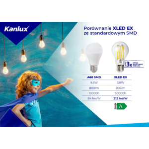 Kép 4/5 - Kanlux LED filament fényforrás XLED 3.8 W, 4000K, 806 lumen, A60