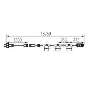 Kép 15/15 - Kanlux fényfüzér 15 x 10 W, E27, IP44, Fekete, 220-240 V