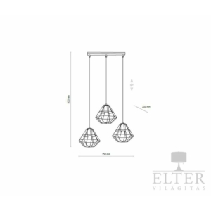 Kép 2/2 - TK Lighting Diamond függeszték arany