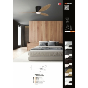 Kép 2/2 - AZzardo Veneti LED ventilátoros mennyezeti lámpa bronz