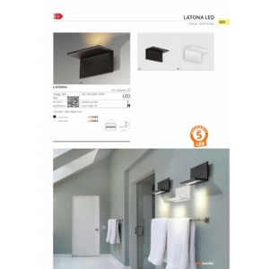 Kép 2/2 - AZzardo Latona LED fali lámpa fehér