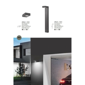 Kép 3/3 - Nova Luce Apollo kültéri LED fali lámpa grafit