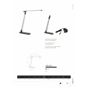 Kép 2/2 - Nowodvorski Chic LED íróasztali lámpa szürke