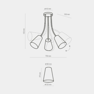 Kép 4/5 - TK Lighting Wire függesztett lámpa narancssárga