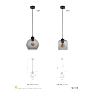 Kép 3/3 - TK Lighting Sintra függeszték füstszínű