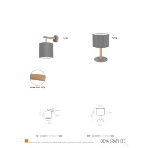 Kép 5/5 - TK Lighting Deva asztali lámpa szürke
