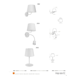 Kép 5/5 - TK Lighting Maja Gray asztali lámpa fehér