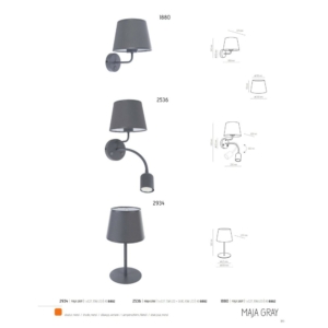Kép 5/5 - TK Lighting Maja Gray falikar szürke