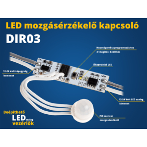 Kép 2/2 - LED Beépíthető LED vezérlő (DIR03) mozgásérzékelős kapcsoló (22614) 1