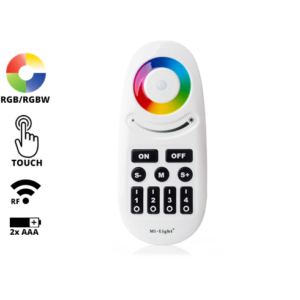 Kép 1/3 - Group Control RGBW csoport (zóna) távirányító RGB+fehér LED szalaghoz, fekete (8088)