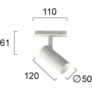 Kép 2/2 - VIOKEF 4244001S Magnetic 48V-os sínrendszeres spot LED lámpa, 10W, 3000K, 990 lm, Ø 5 cm, fehér