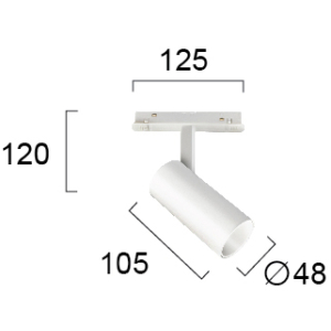 Kép 2/2 - VIOKEF 4244001 Magnetic 48V-os sínrendszeres spot LED lámpa, 13W, 3000K, 570 lm, Ø 4.8 cm, fehér, dimmelhető