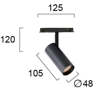 Kép 2/2 - VIOKEF 4244010 Magnetic 48V-os sínrendszeres spot LED lámpa, 13W, 4000K, 570 lm, Ø 4.8 cm, fekete, dimmelhető