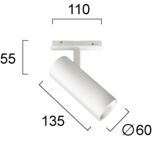 Kép 2/2 - VIOKEF 4244101S Magnetic 48V-os sínrendszeres spot LED lámpa, 20W, 3000K, 1880 lm, Ø 6 cm, fehér