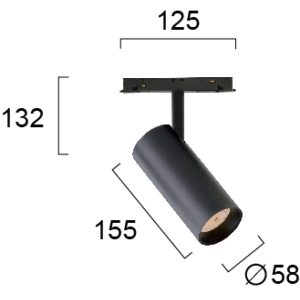 Kép 2/2 - VIOKEF 4244110 Magnetic 48V-os sínrendszeres spot LED lámpa, 21W, 4000K, 996 lm, Ø 5.8 cm, fekete, dimmelhető