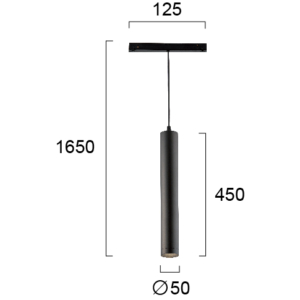 Kép 2/2 - VIOKEF 4244201 Magnetic 48V-os sínrendszeres függesztett LED lámpa, 12W, 3000K, 761 lm, 16.5 cm, fekete, dimmelhető