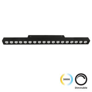 Kép 1/2 - VIOKEF 4244403 Magnetic 48V-os sínrendszeres lineáris LED lámpa, 21W, 3000K, 1279 lm, 36.5 cm, fekete, dimmelhető