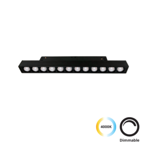 Kép 1/2 - VIOKEF 4244412 Magnetic 48V-os sínrendszeres lineáris LED lámpa, 14W, 4000K, 1041 lm, 24.5 cm, fekete, dimmelhető