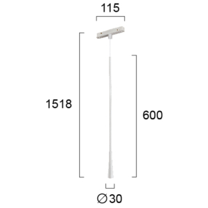 Kép 2/2 - VIOKEF 4282301 Magnetic 48V-os sínrendszeres függesztett LED lámpa, 6W, 3000K, 143 lm, 15.2 cm, fehér
