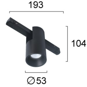 Kép 2/2 - VIOKEF 4314300 Magnetic 48V-os sínrendszeres spot LED lámpa, 7W, 3000K, 386 lm, Ø 5.3 cm, fekete, dimmelhető