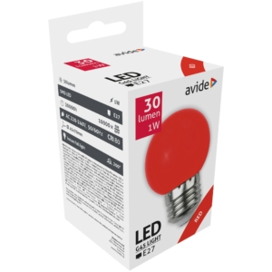 Kép 1/3 - Avide Dekor LED fényforrás G45 1W E27 Piros
