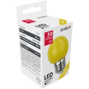 Kép 1/3 - Avide Dekor LED fényforrás G45 1W E27 Sárga