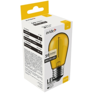 Kép 2/2 - Avide Dekor LED Filament fényforrás 1W E27 Sárga, 50 lumen