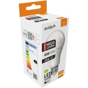 Kép 1/2 - Avide LED Globe izzó A60 4.9W E27 4000K, 806 lm