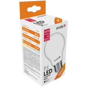 Kép 2/5 - Avide LED Filament fényforrás 9W, E27, 4000K, 1070 lm, A60