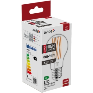 Kép 2/4 - Avide LED Filament fényforrás E27, 3.8 W, 3000K, 806 lumen, A60