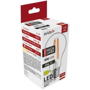Kép 2/4 - Avide LED Filament fényforrás E27, 4.9 W, 2700K, 806 lumen, A60