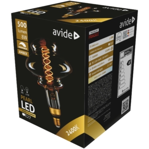 Kép 1/4 - Avide LED Jumbo Filament Pearl Amber 8W E27 2400K dimmelhető, 500 lumen
